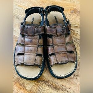 Skechers Slingback Fisherman Sandals Mens Size 9 Brown Leather Casual Open Toe
